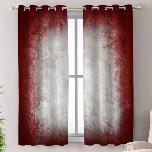 Vista 27 de Shrahala Beige and Orange Abstract Art Brushstrokes Blackout Curtain Tiers, Abstract Oil Paint Kitchen Valance Light Blocking Tier Drapes with Rod