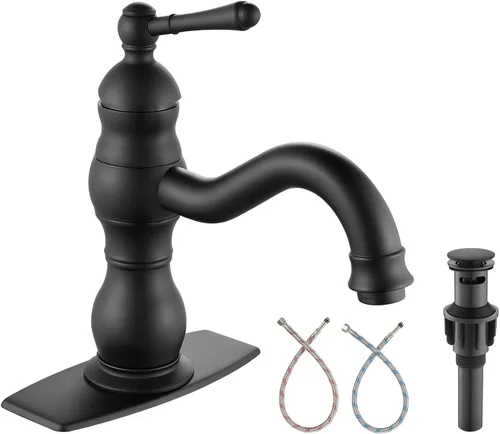Vista 12 de Heyalan - Grifo para lavabo de baño, alcance de boquilla corta, 5.51 pulgadas, latón antiguo