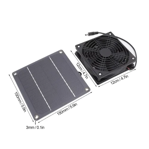 Vista 7 de Cryfokt Ventilador de escape impermeable con energía solar, kit de ventilador de panel solar para exteriores, ventilador portátil con cable de 39
