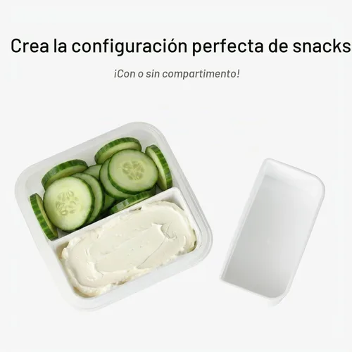 Vista 4 de Recipientes pequeños de 2 compartimentos, mini recipientes para aperitivos para mini refrigerador, pequeños recipientes divididos
