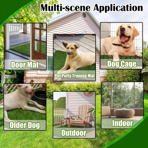 Vista 7 de GLOBREEN Almohadilla de Césped Falso para Perros Potty, 19" x 29" Almohadillas de Césped Artificial para Mascotas Cachorros, Gruesas y de Alto