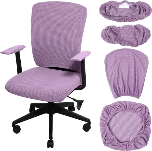 Vista 16 de Tallew Juego de 4 fundas protectoras universales para sillas de oficina, fundas de asiento elásticas para sillas de oficina, fundas para Negro