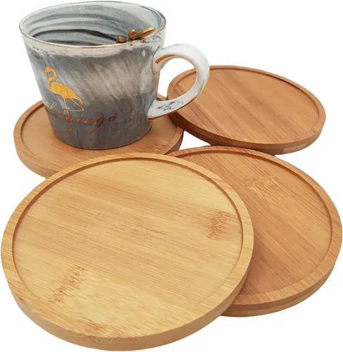 Vista 22 de 4 posavasos de bambú de mosaico para manualidades, bandejas de base en blanco, posavasos para beber, posavasos para plantas, placa de arte