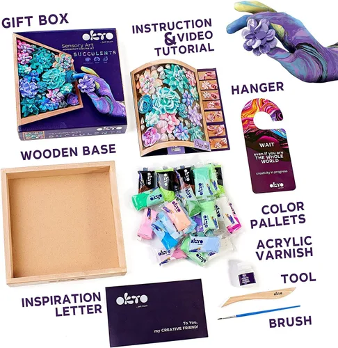 Vista 2 de Okto Kit de arte Ternura Juego de arte de suculentas 3D para decoración de pared del hogar Kits de manualidades para adultos del Reino Unido