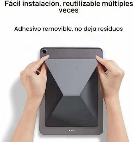 Vista 5 de MOFT Soporte delgado invisible para tableta, diseño ajustable y plegable, compatible con tabletas de hasta 7.9-9.7 pulgadas, versión adhesiva, gris