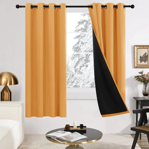 Vista 30 de Deconovo cortinas blackout 100 % con forro totalmente negro con aislamiento térmico de doble capa, oscurecimiento de la habitación, ahorro