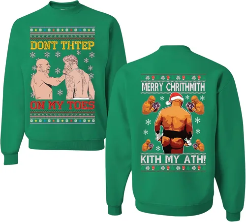 Vista 10 de wild custom apparel Merry Chrithmith Kith My Ath suéter feo de Navidad divertido con cuello redondo sudadera Negro