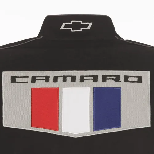 Vista 6 de JH DESIGN GROUP Chaqueta de sarga de algodón bordada Chevy Camaro para hombre