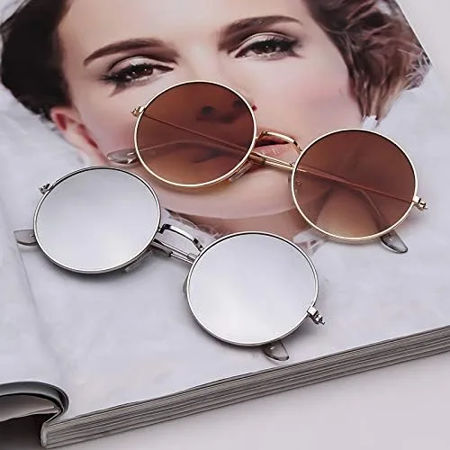 Vista 7 de SORVINO Gafas de sol redondas retro para hombres y mujeres gafas de sol circulares pequeños
