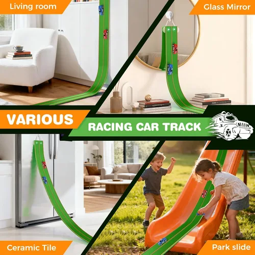 Vista 5 de TAEMVV Pista de carreras flexible para niños, juego de pistas de doble