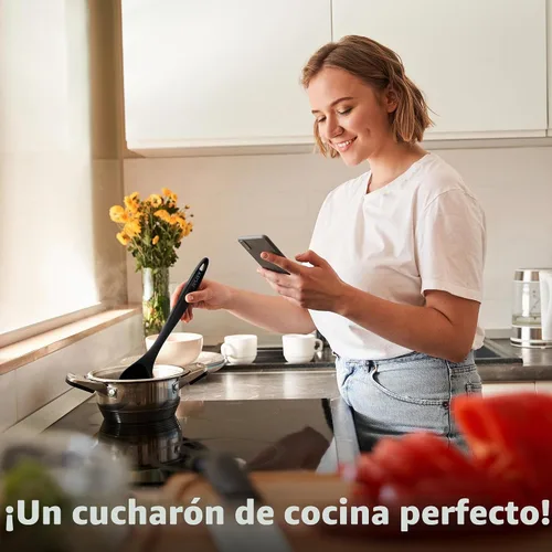 Vista 7 de Zulay Kitchen Cucharón para sopa: ergonómico, resistente al calor y versátil para servir sopa, chile, salsa y más, color negro