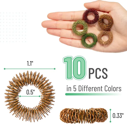 Vista 2 de Mr. Pen- Anillos sensoriales con puntas, paquete de 10, coloridos Stress Relief Fidget Sensory Toys, Fidget Ring for Anxiety, Massager