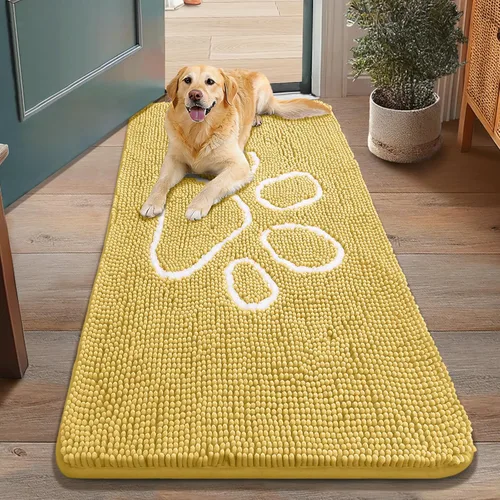 Vista 177 de Smiry Tapete para puerta de perro para patas fangosas, absorbente y Gris y negro