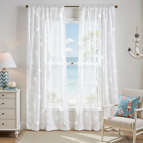 Vista 12 de Jinchan - Cortinas traslúcidas color azul costero de 63 pulgadas con bolsillo para barra, 2 paneles Mar azul