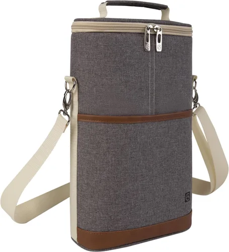 Vista 12 de ALLCAMP - Bolsa de vino con compartimento refrigerador, juego de picnic que lleva dos juegos de vajilla
