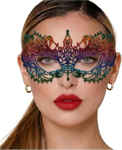 Vista 72 de Masquerade Mask For Women Lace Masquerade Mask for Masquerade Party, Proms, Venetian Party, Mardi Gras, Halloween & Cosplay Ana Bg Pluma de Pavo Real