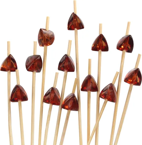 Vista 9 de BambooMN Pinchos decorativos de acrílico transparente de 5.9 pulgadas para sándwiches de frutas y cócteles de bambú para eventos de catering Claro
