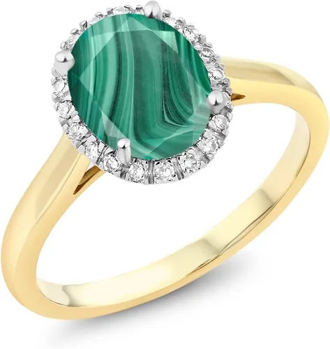 Vista 59 de Gem Stone King Anillo de compromiso ovalado de oro amarillo de 10 quilates con piedra natal y halo de diamantes Ovalado de 0.354 x 0.276 in