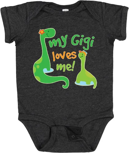 Vista 25 de inktastic My Gigi Loves Me Grandson - Body de dinosaurio para bebé 0020 Blanco