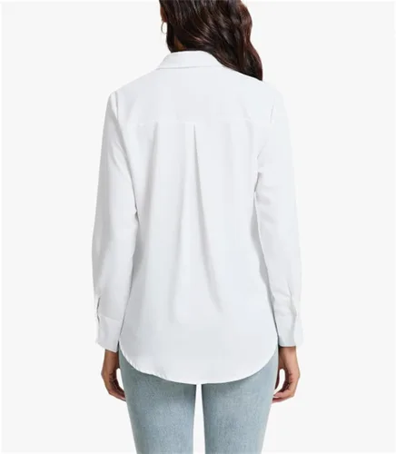 Vista 4 de Camisas con botones para mujer, ajuste delgado, manga larga, elástica, para negocios, casual, de manga larga