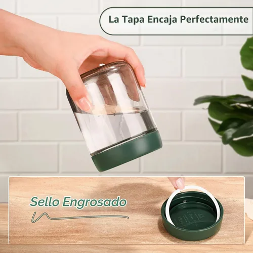 Vista 3 de DIMBRAH Recipientes de avena con tapas, tarros Mason de 16 onzas con tapas, juego de 6, práctico recipiente de avena para llevar, tarros de pudín