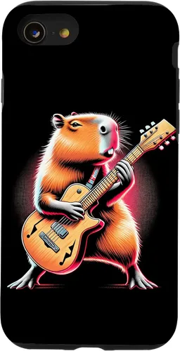 Vista 18 de iPhone 16 Capybara Playing Guitar Like A Rocker Guitarist Rock'n Roll Case