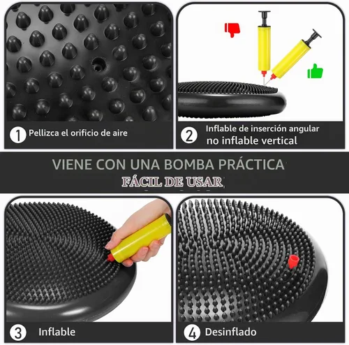 Vista 3 de Jerify 4 Piezas Cojín de Equilibrio Inflable Flexible para Asiento Oscilante, Almohadilla de Equilibrio de Estabilidad, Disco de Equilibrio, Asiento