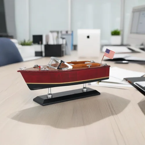 Vista 5 de Modelo de lancha rápida de madera, decoración clásica de barco Runabout de 10 pulgadas Ideal for lake house beach home office bookshelf mantel or