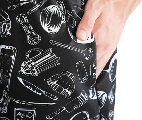 Vista 8 de Pantalones de chef estampados holgados para hombre y mujer, uniformes de cocina con cintura elástica, pantalones de trabajo florales para restaurante