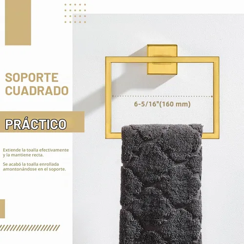 Vista 6 de Angle Simple Toallero de mano dorado oscuro cepillado, anillo de toalla Oro oscuro cepillado