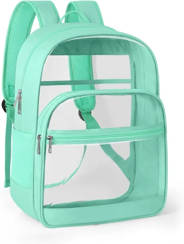 Vista 12 de KIMNERPU Mochila Transparente, Mochila de Libros Transparente de Servicio Pesado para la Escuela, Negro, Mediana, Moderno