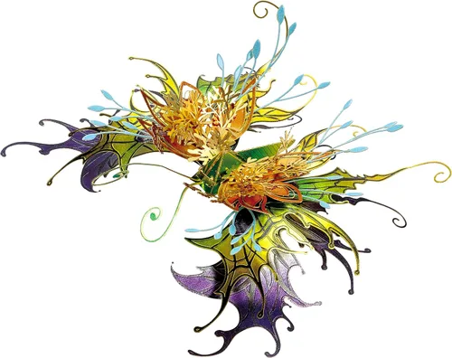 Vista 13 de Microworld Rompecabezas de metal 3D, 6 estilos de deseos de mariposa, kit de modelo de metal, bendición familiar, símbolo de la suerte, colección