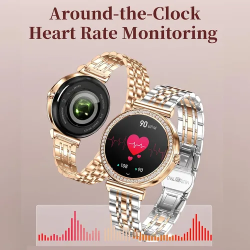 Vista 6 de Yihou Relojes inteligentes para mujer, rastreador de actividad física con diamantes, modos multideportivos, monitor de frecuencia cardíaca