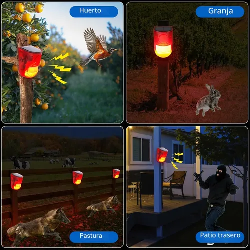 Vista 6 de Aolyty Luz solar de alarma con sensor de movimiento con sirena y LED rojo