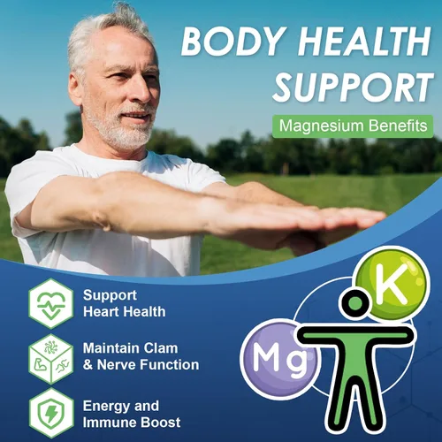 Vista 3 de NATURE TARGET Glicinato de Magnesio 500mg, Magnesio Quelado con Zinc y Vitamina D3 para Músculos, Nervios y Huesos, Apoya la Salud del Corazón