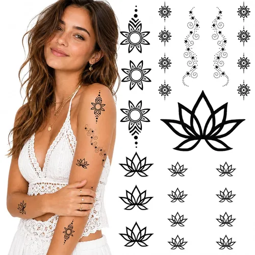 Vista 9 de Pegar en flores rosas flora flores adulto tatuaje temporal transferencia femenino cuerpo arte transferencias mujeres realista impermeable flora