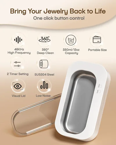Vista 6 de Limpiador Ultrasónico de Joyas, Máquina Ultrasónica Profesional de 48KHz para Joyas, Anteojos, Dentadura, Correa de Reloj, Sujetador, Anillo - 2
