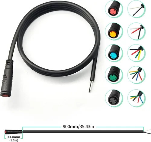 Vista 2 de Cable de extensión Ebike Julet macho/hembra 2pin/3pin/4pin/5pin/6pines/DIY cable de enchufe impermeable para exhibición de bicicleta eléctrica