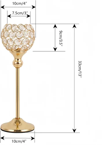 Vista 3 de Juego de 2 portavelas de cristal dorado para chimenea, mesa auxiliar, decoración de bodas, hogar, Halloween, centros de mesa 13“ Tall Tea Light