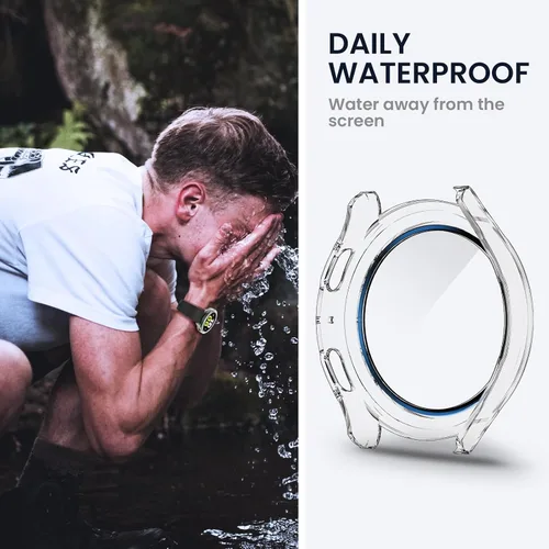 Vista 4 de Tensea Funda protectora de pantalla impermeable para Samsung Galaxy Watch FE 2024 y 5 2022 y 4 2021, accesorios de 1.575 in, cubierta protectora