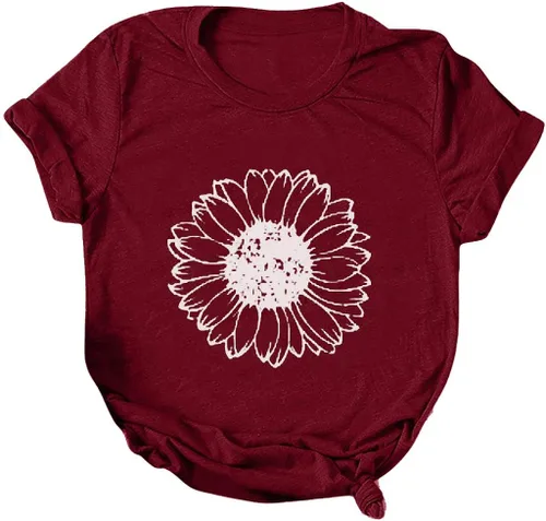 Vista 3 de Camisetas de manga corta para mujer, estilo casual, tallas grandes, holgadas, holgadas, con estampado de flores, de manga corta, blusa para mujer