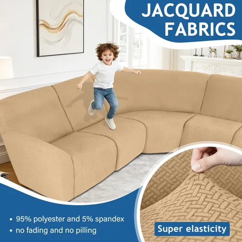 Vista 5 de ALIECOM Fundas 100% impermeables para sofá seccional reclinable, forma de L, elásticas, para esquina, funda para sofá seccional reclinable, lavable