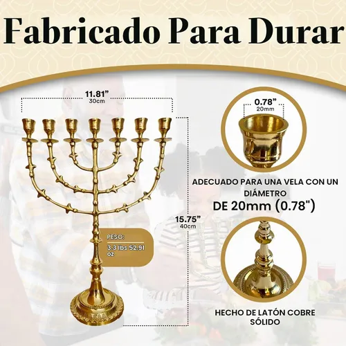 Vista 2 de The Living Branch Menorah 7450, diseño icónico, alto 16 pulgadas, menorá de latón de Israel