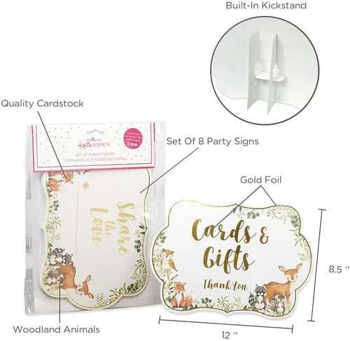 Vista 6 de Kate Aspen Decoraciones de baby shower de bosque, kit de letreros decorativos (8 letreros diferentes, letrero de bienvenida para baby shower y más)