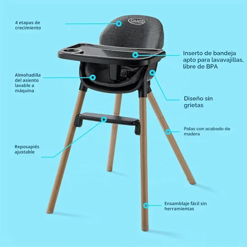 Vista 8 de Graco Ready2Dine DLX - Silla alta 4 en 1, color Hazen