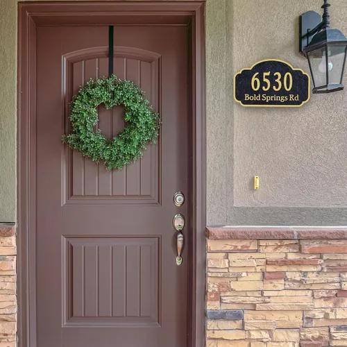Vista 5 de Placa de dirección personalizada, placa de letrero de número de casa tallada a mano, números de dirección personalizados para entrada exterior