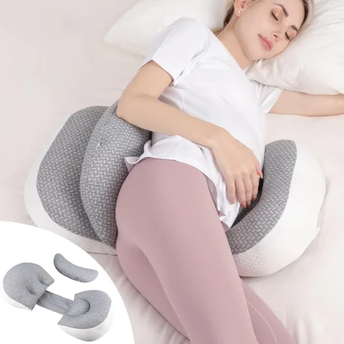 Vista 11 de Chilling Home Almohada de embarazo para dormir portátil, almohada de maternidad para dormir de lado, almohada de cuña de viaje, almohada corporal