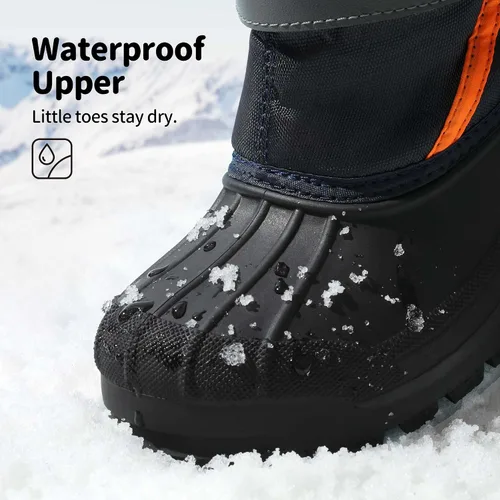 Vista 2 de DREAM PAIRS Botas de nieve de invierno impermeables de media pantorrilla para niños y niñas