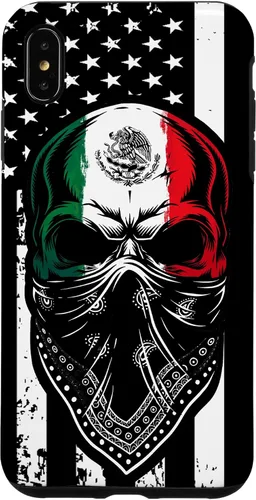 Vista 11 de Funda vintage para iPhone 17 con diseño de calavera mexicana de Estados Unidos y bandera mexicana del 4 de julio