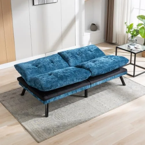 Vista 3 de anwickjeff Sofá cama futón, sofá convertible moderno, sofá biplaza plegable, sofás de futón transpirables para espacios pequeños compactos